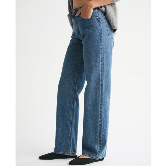 Abercrombie & Fitch The Loose High Rise Jeans Medium Wash Raw Hem 27/4L EUC - Picture 9 of 12